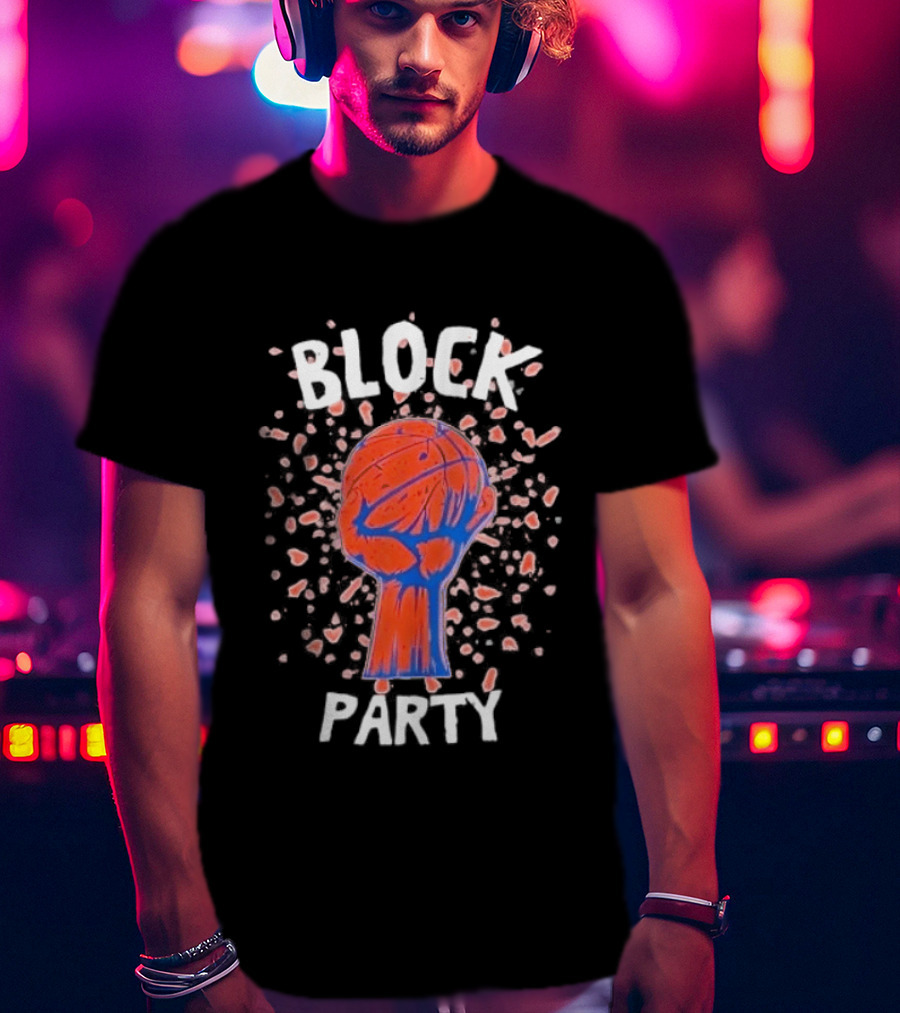 New York Knicks Block Party Basketball Fist Burst T-Shirt