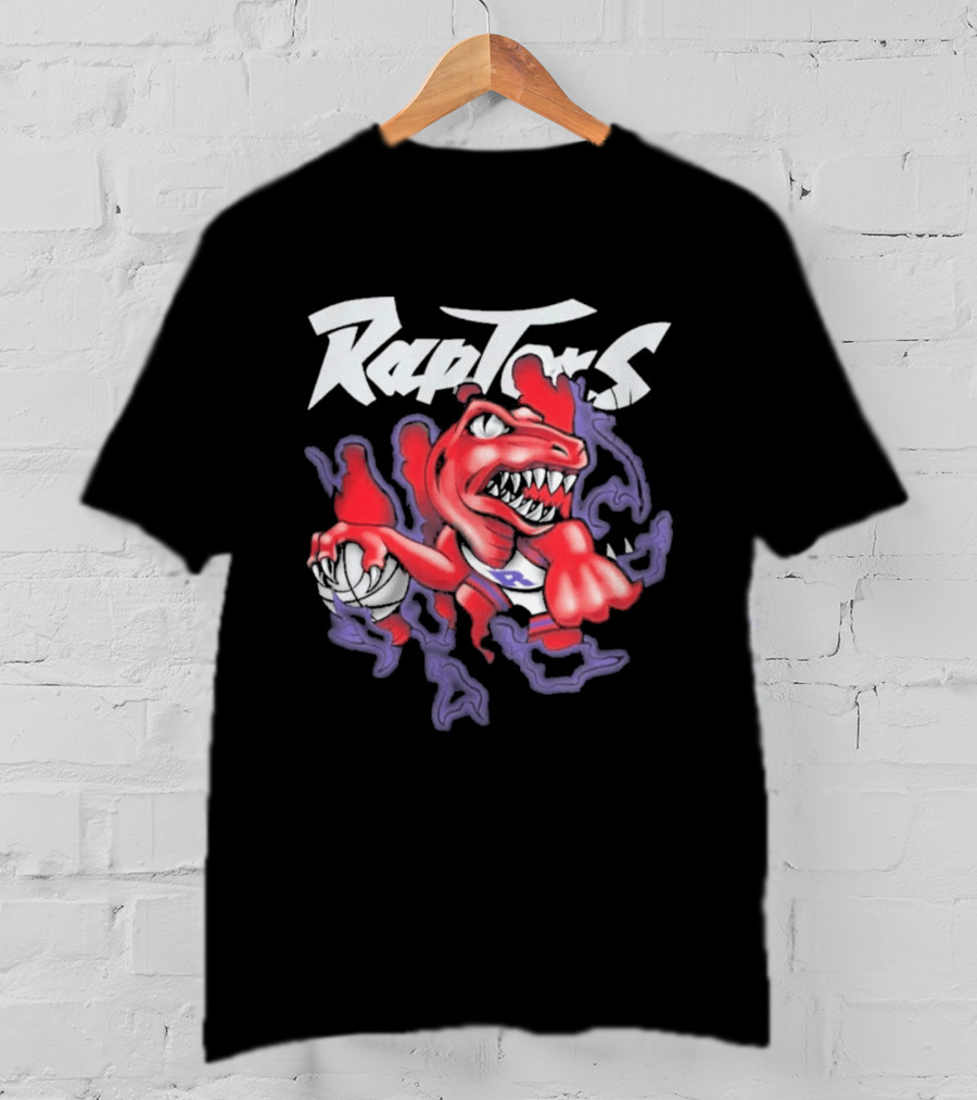 Raptors Purple Cartoon Dinosaur With Basketball T-Shirt