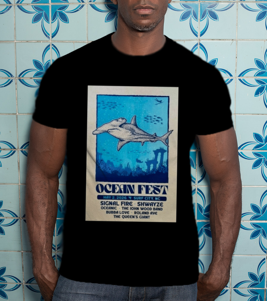 Ocean Fest May 2 2026 Surf City NC Tour Signal Fire Shwayze Bubba Love The John Wood Band T-Shirt
