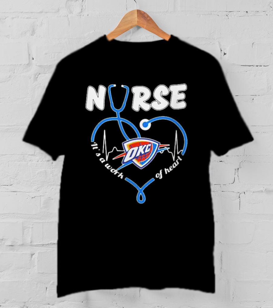 Oklahoma City Thunder Nurse Heartbeat It's A Work Of Heart T-Shirt