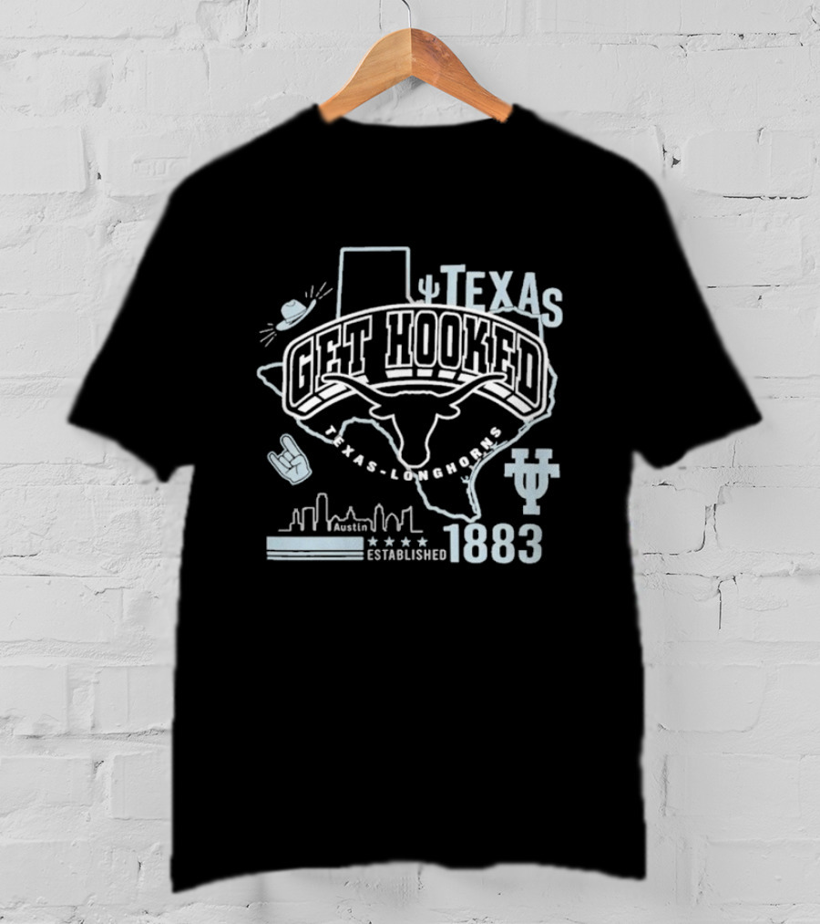 Texas Longhorns Get Hooked 1883 Austin Skyline Established T-Shirt
