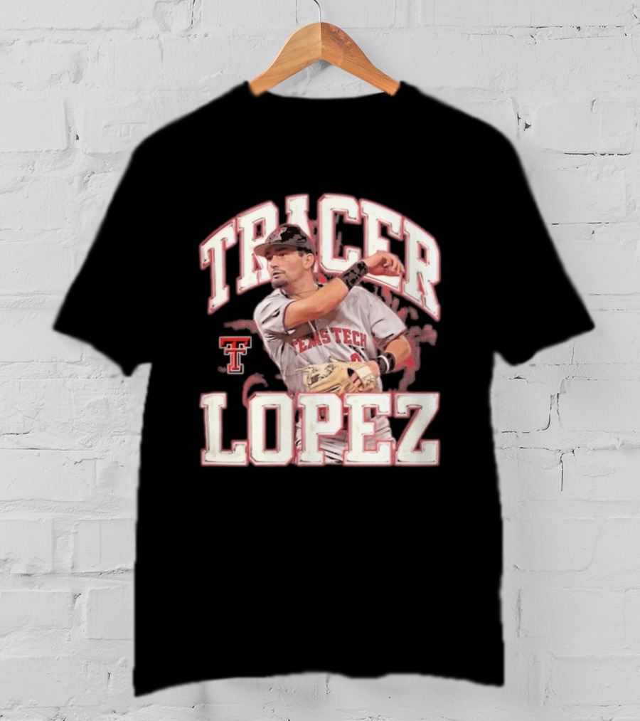 Texas Tech Tracer Lopez Baseball NCAA Collage T-Shirt