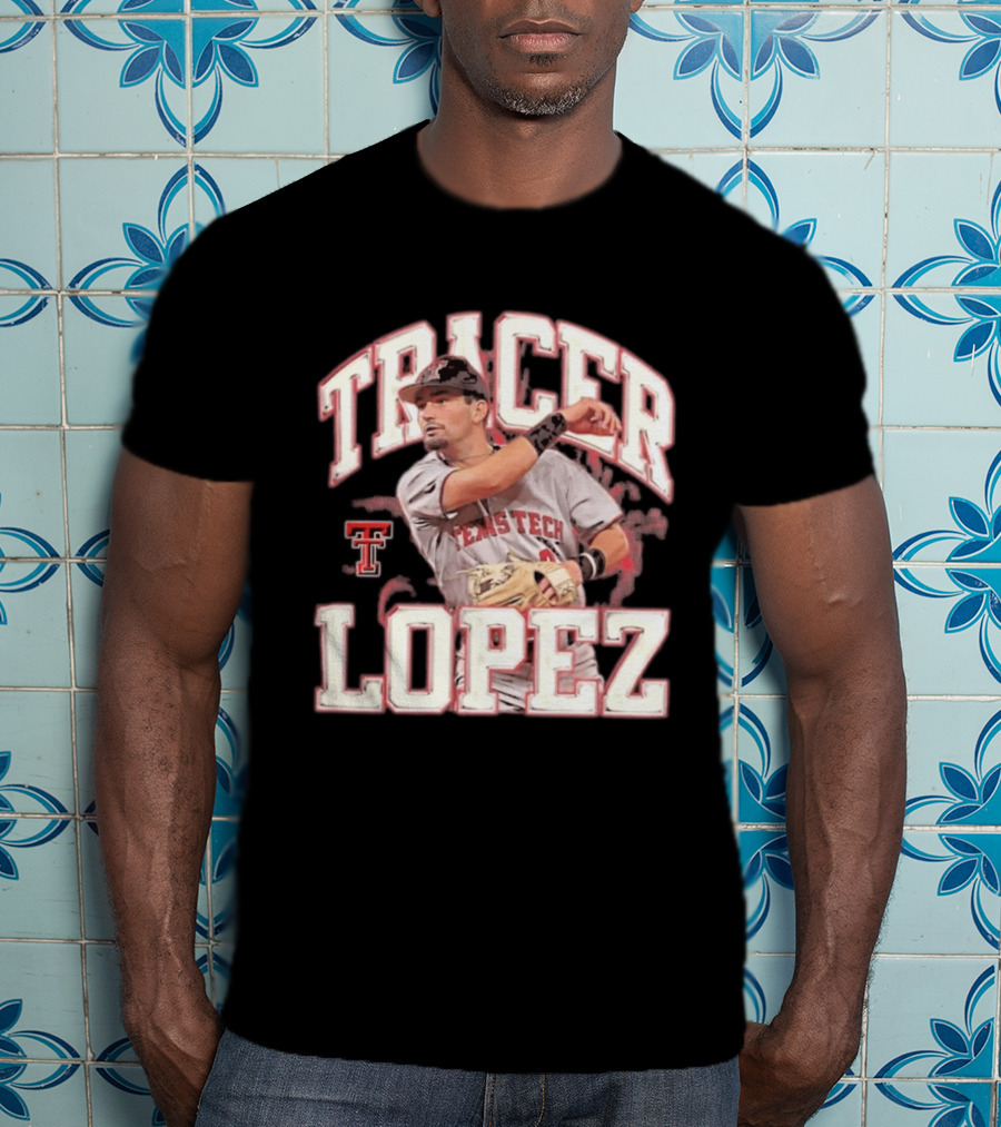 Texas Tech Tracer Lopez Baseball NCAA Collage T-Shirt