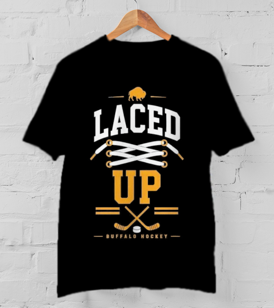 Buffalo Sabres Laced Up Hockey Sticks T-Shirt