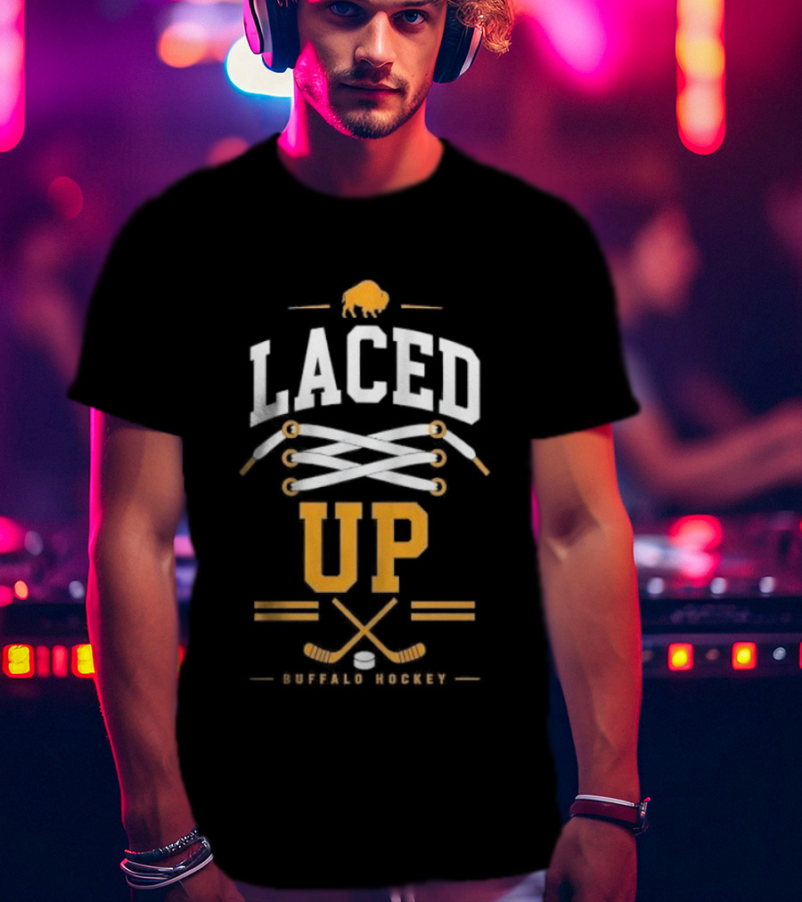 Buffalo Sabres Laced Up Hockey Sticks T-Shirt