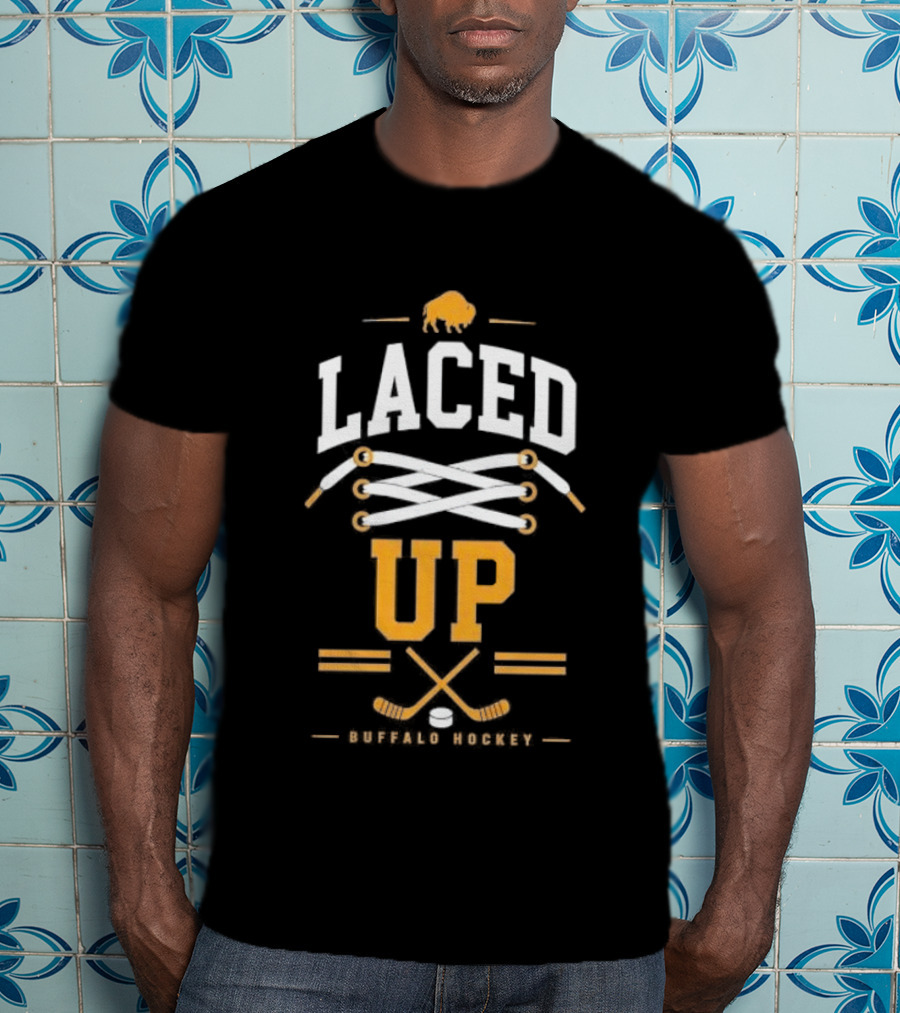 Buffalo Sabres Laced Up Hockey Sticks T-Shirt