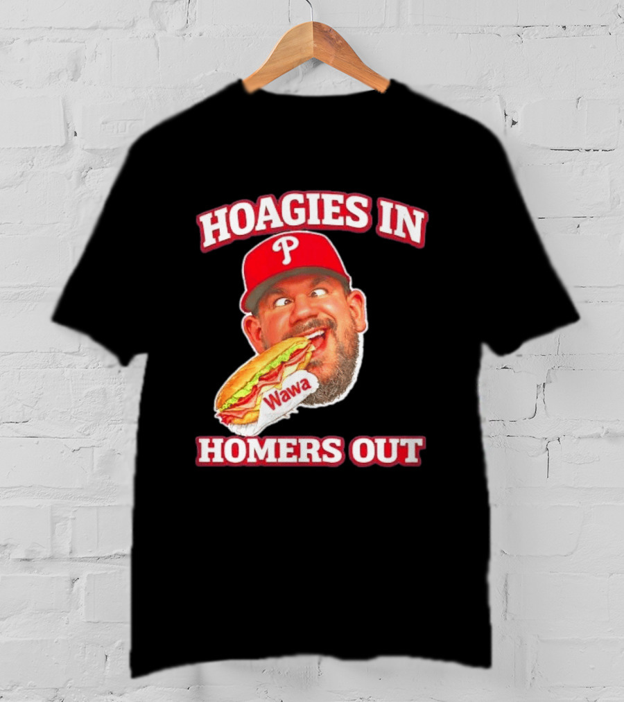Hoagies In Homers Out Wawa Philadelphia Baseball Player Eating Sandwich T-Shirt