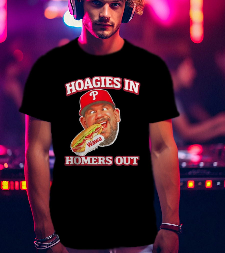 Hoagies In Homers Out Wawa Philadelphia Baseball Player Eating Sandwich T-Shirt