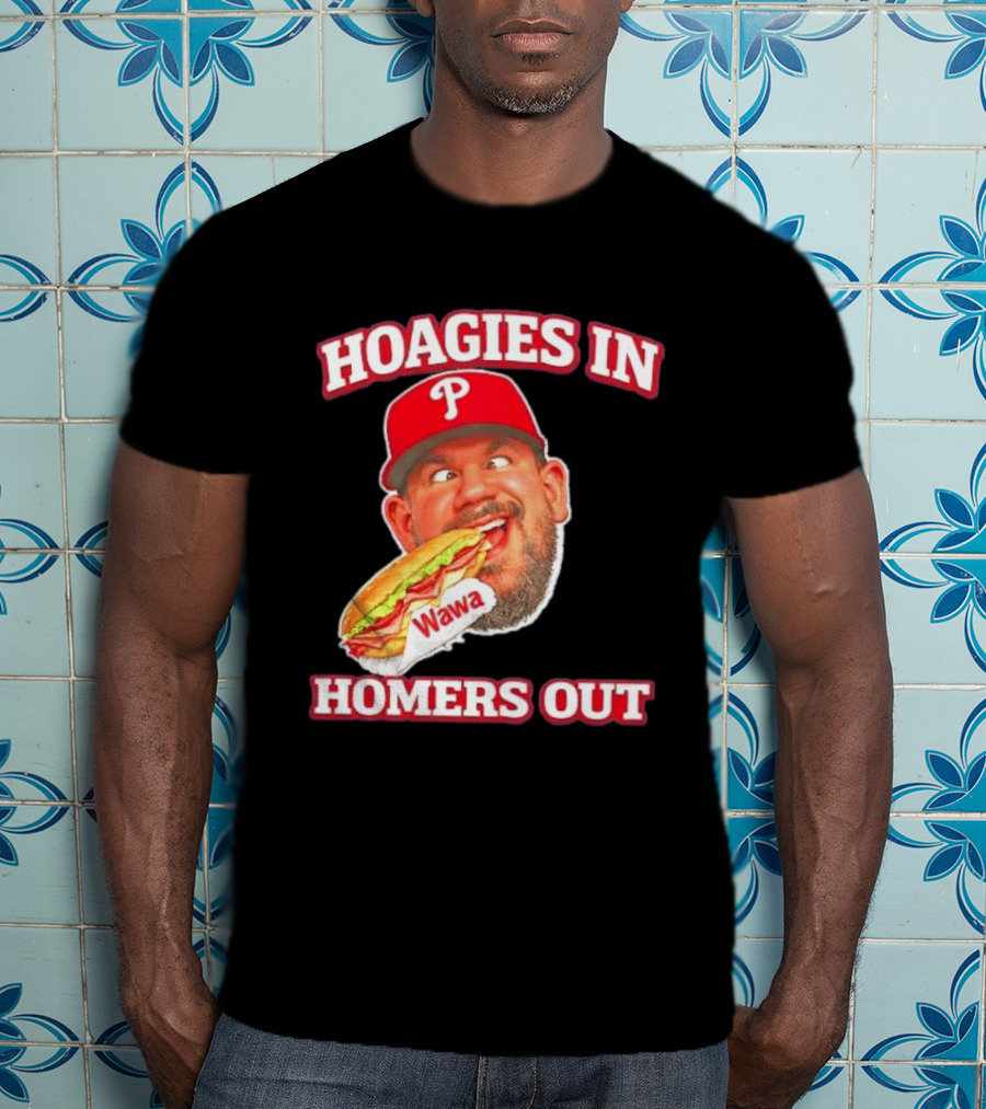 Hoagies In Homers Out Wawa Philadelphia Baseball Player Eating Sandwich T-Shirt