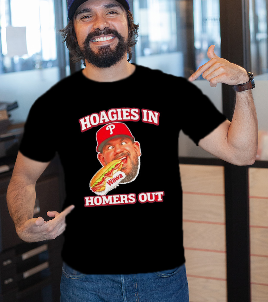 Hoagies In Homers Out Wawa Philadelphia Baseball Player Eating Sandwich T-Shirt