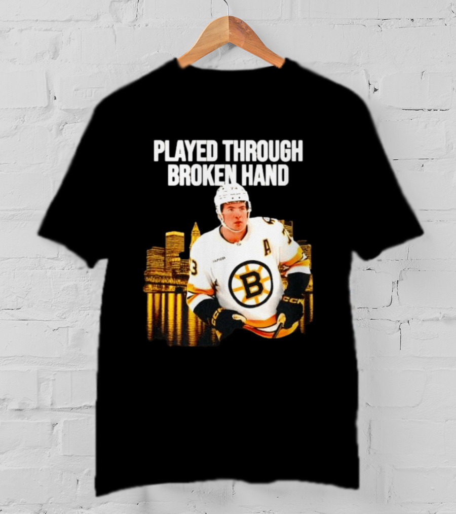 Charlie McAvoy Played Through Broken Hand Boston Hockey T-Shirt