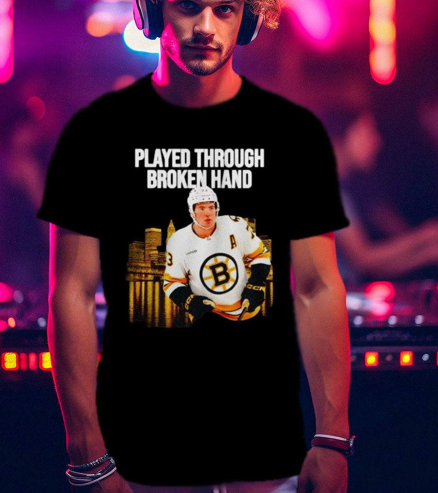 Charlie McAvoy Played Through Broken Hand Boston Hockey T-Shirt