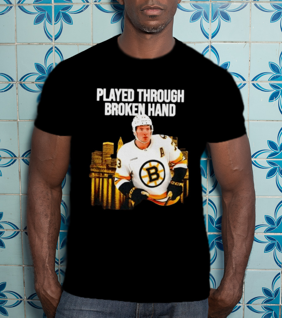 Charlie McAvoy Played Through Broken Hand Boston Hockey T-Shirt
