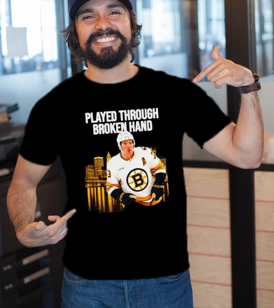 Charlie McAvoy Played Through Broken Hand Boston Hockey T-Shirt
