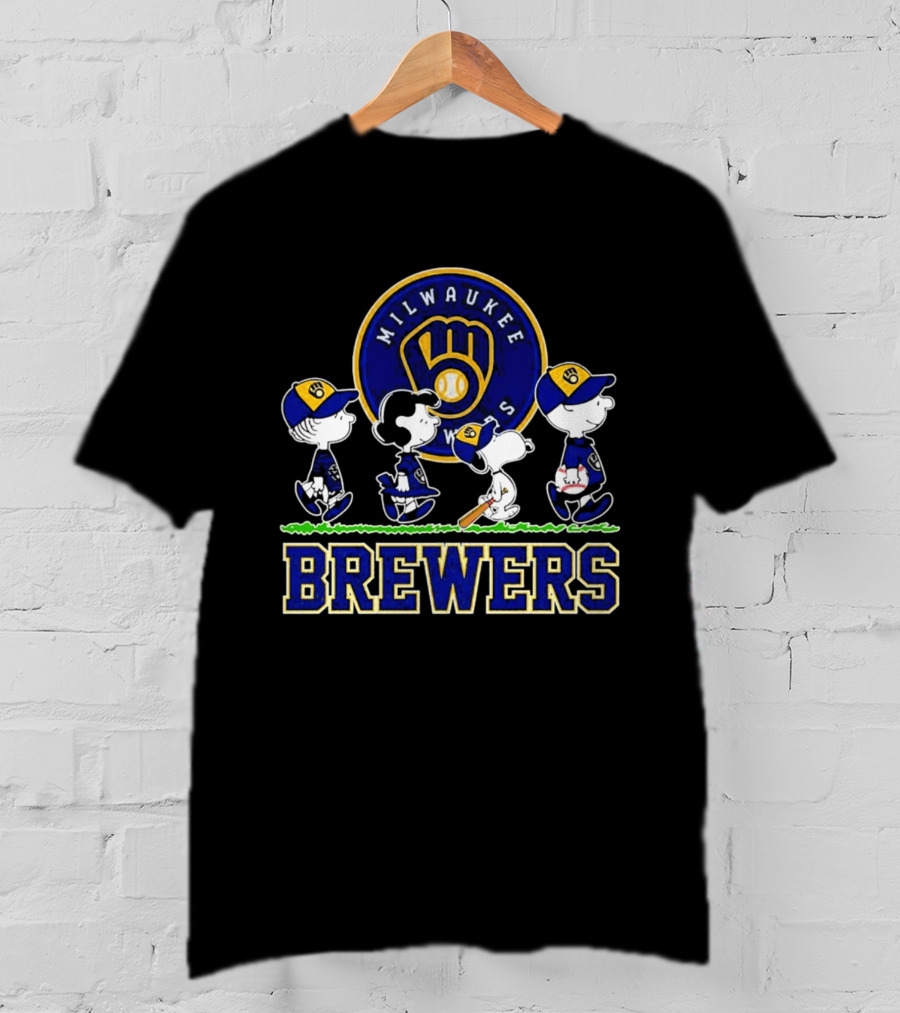 Milwaukee Brewers Peanuts Walking Characters 2026 Abbey Road T-Shirt