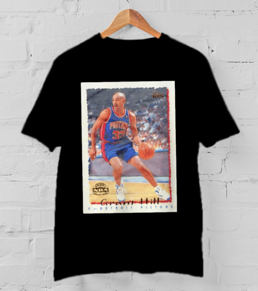 Detroit Pistons Grant Hill NBA Rookie Year 1994 Basketball Card T-Shirt