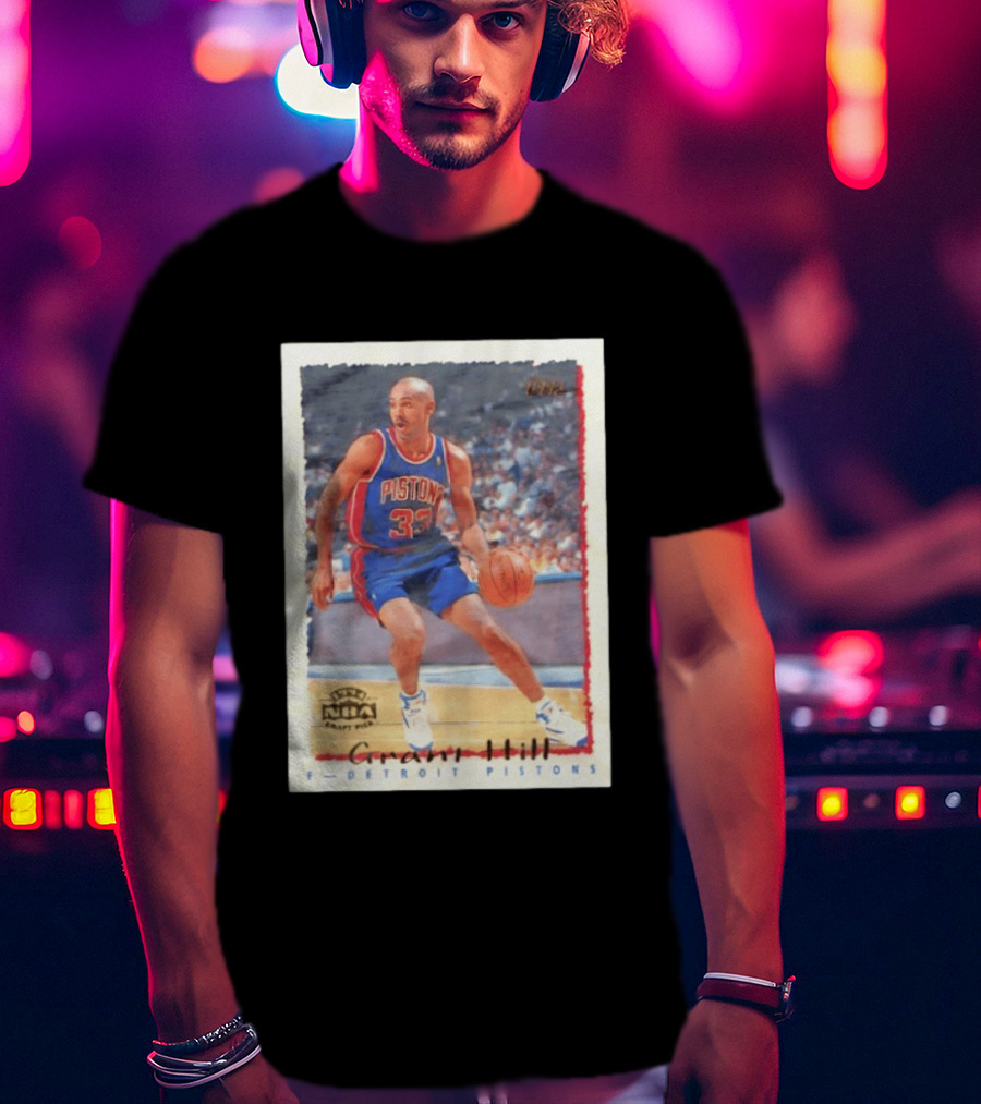 Detroit Pistons Grant Hill NBA Rookie Year 1994 Basketball Card T-Shirt
