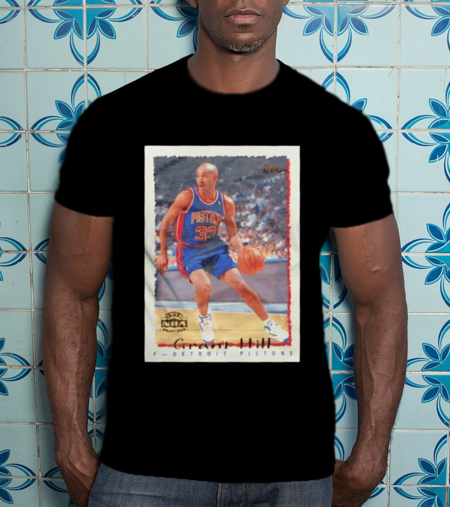 Detroit Pistons Grant Hill NBA Rookie Year 1994 Basketball Card T-Shirt