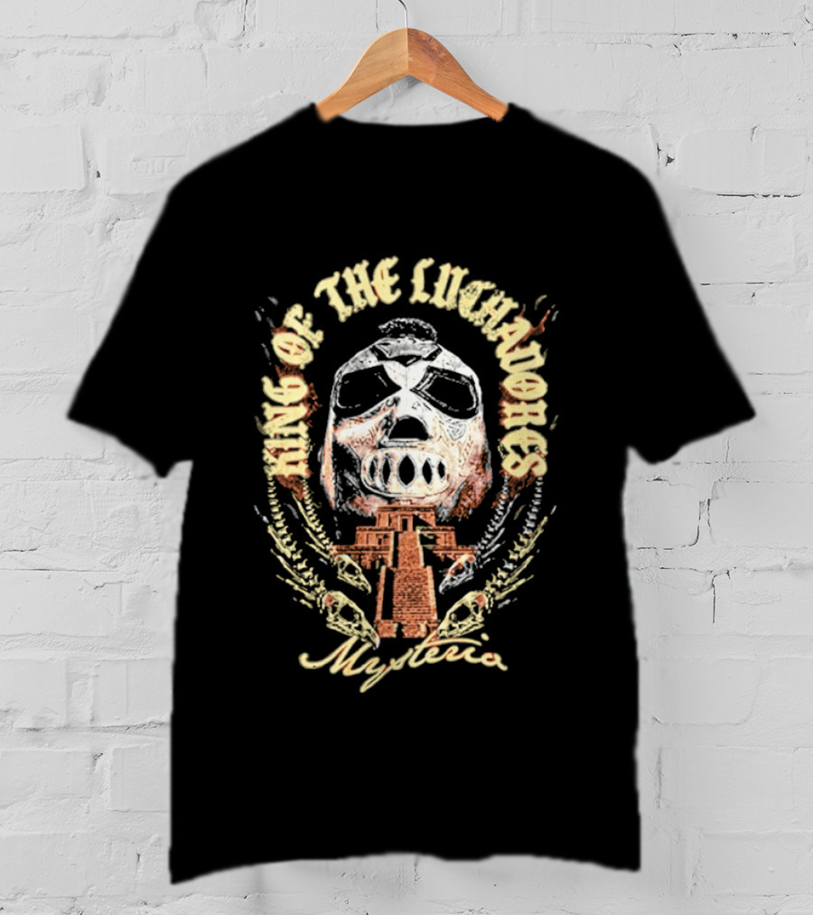 King Of The Luchadores Mysterio Aztec Pyramid Mask T-Shirt