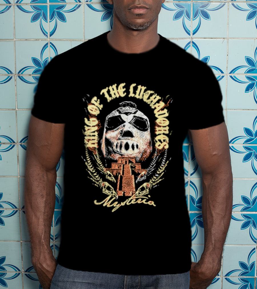 King Of The Luchadores Mysterio Aztec Pyramid Mask T-Shirt
