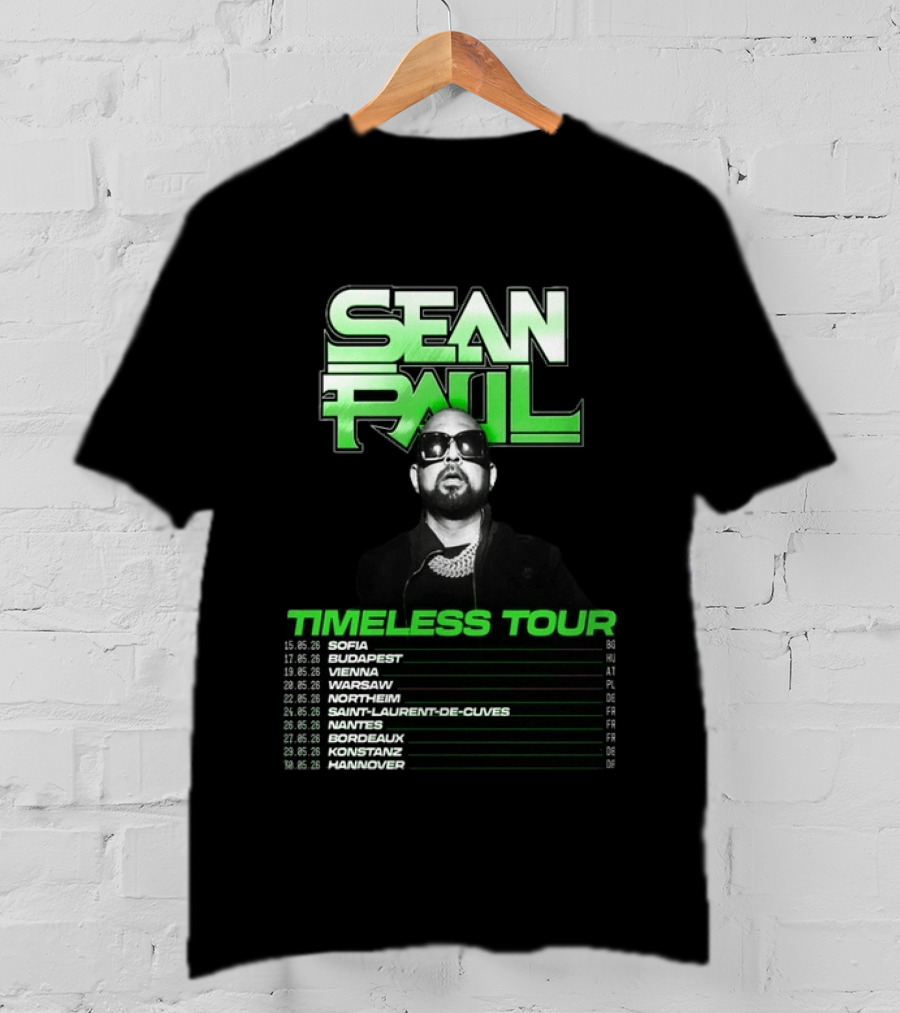Sean Paul Timeless Tour Sofia Budapest Vienna Warsaw 2026 T-Shirt