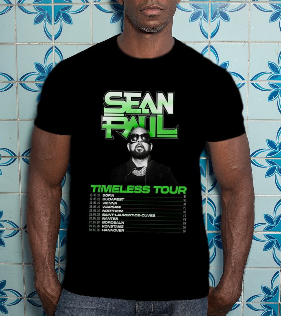 Sean Paul Timeless Tour Sofia Budapest Vienna Warsaw 2026 T-Shirt