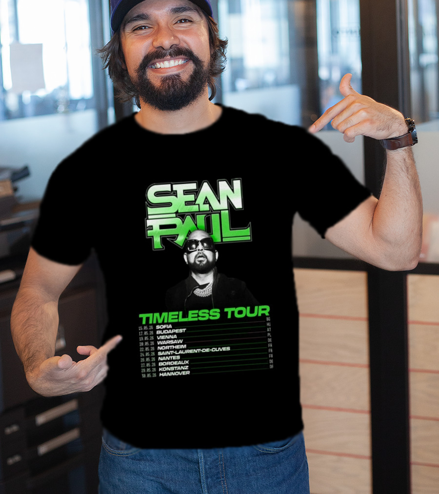 Sean Paul Timeless Tour Sofia Budapest Vienna Warsaw 2026 T-Shirt