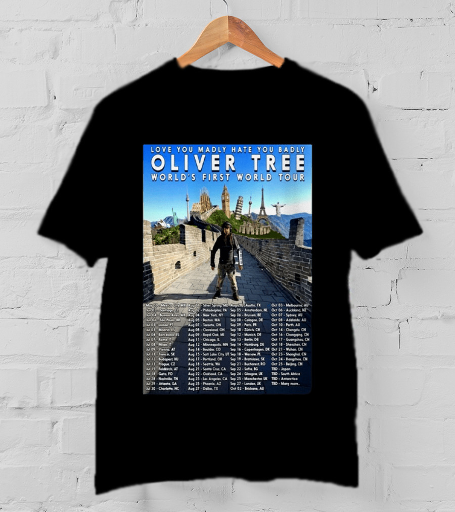 Oliver Tree World's First World Tour Love You Madly Hate You Badly Fall 2026 Tour Dates T-Shirt