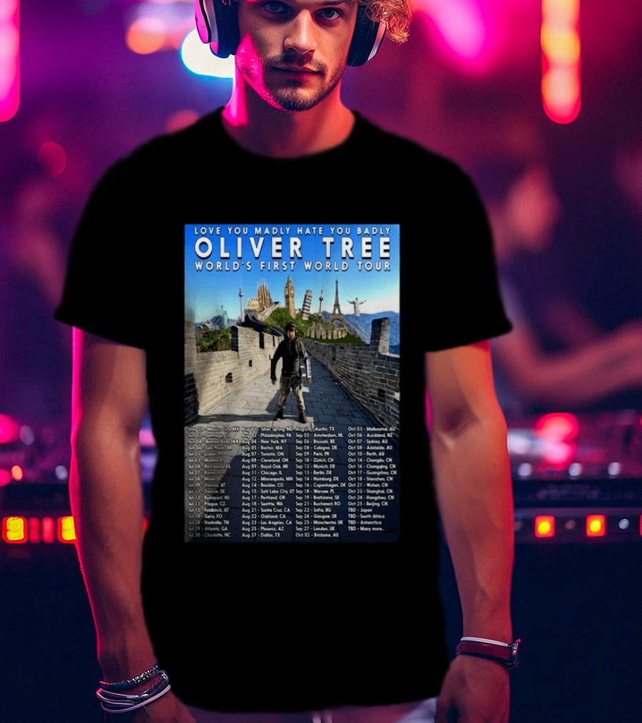 Oliver Tree World's First World Tour Love You Madly Hate You Badly Fall 2026 Tour Dates T-Shirt