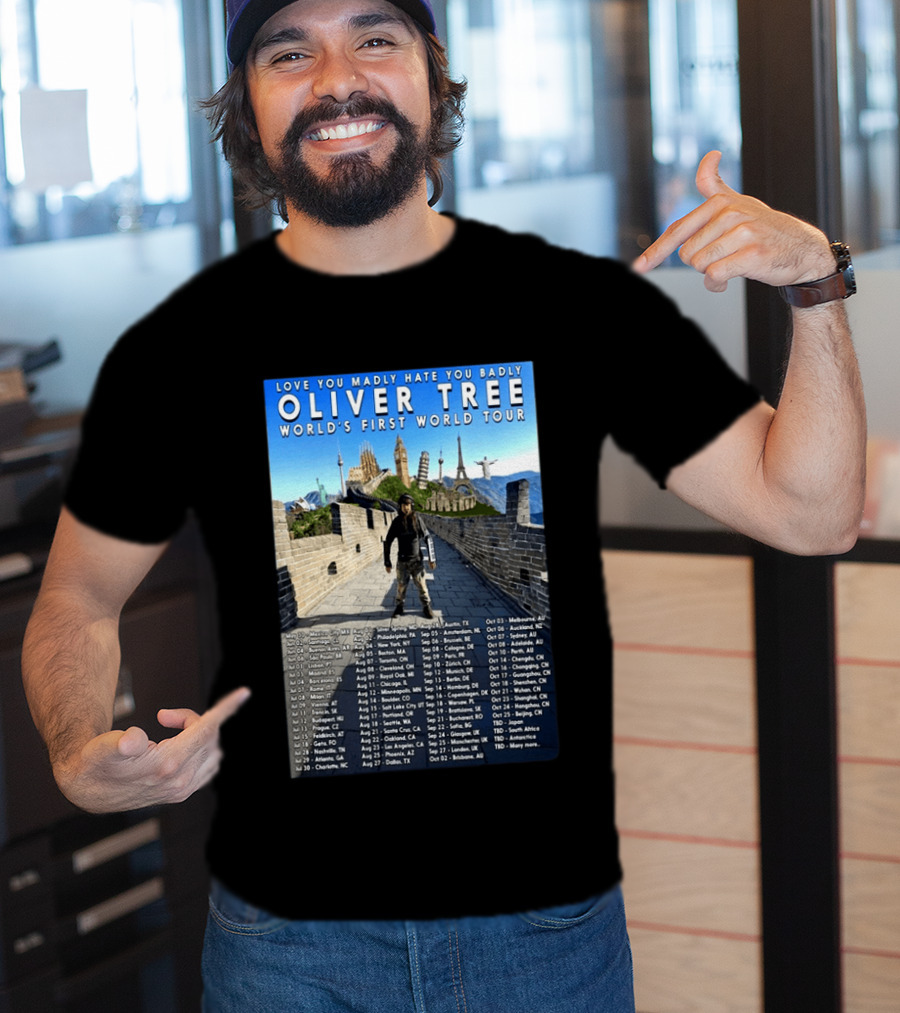Oliver Tree World's First World Tour Love You Madly Hate You Badly Fall 2026 Tour Dates T-Shirt