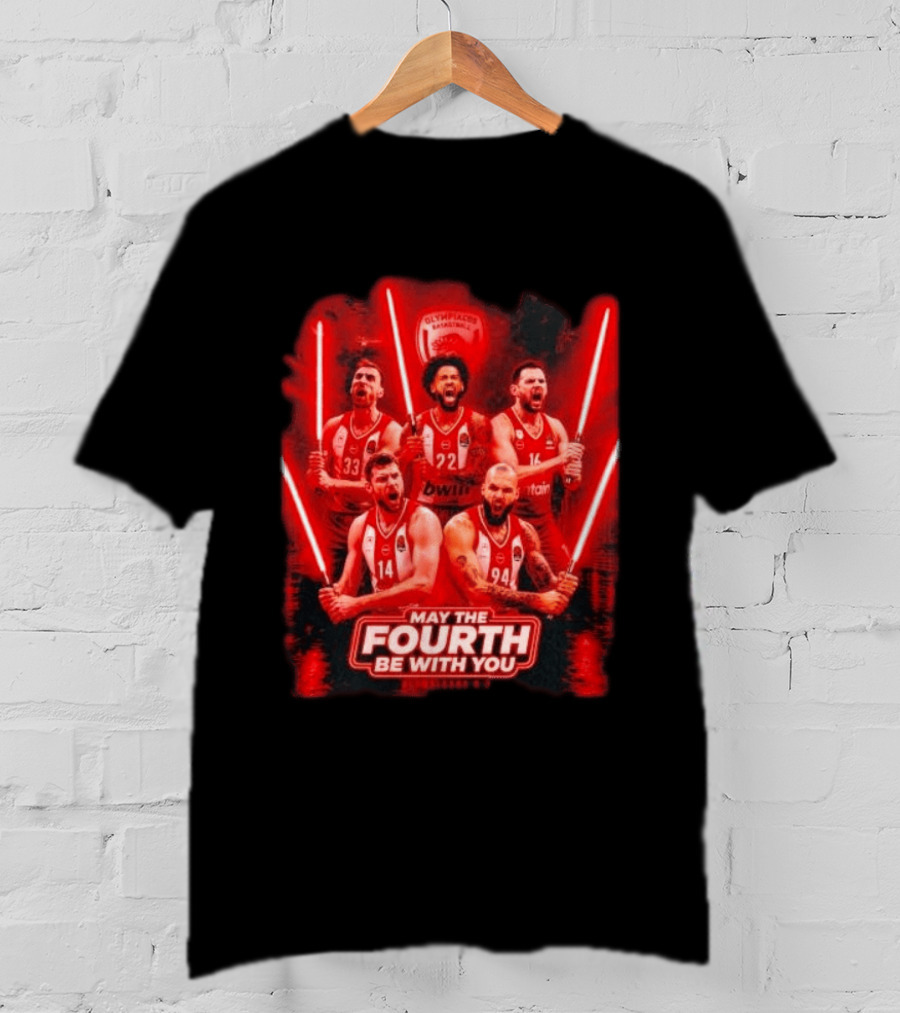 Olympiacos B.C Basketball May The Fourth Be With You Star Wars Players Lightsabers T-Shirt