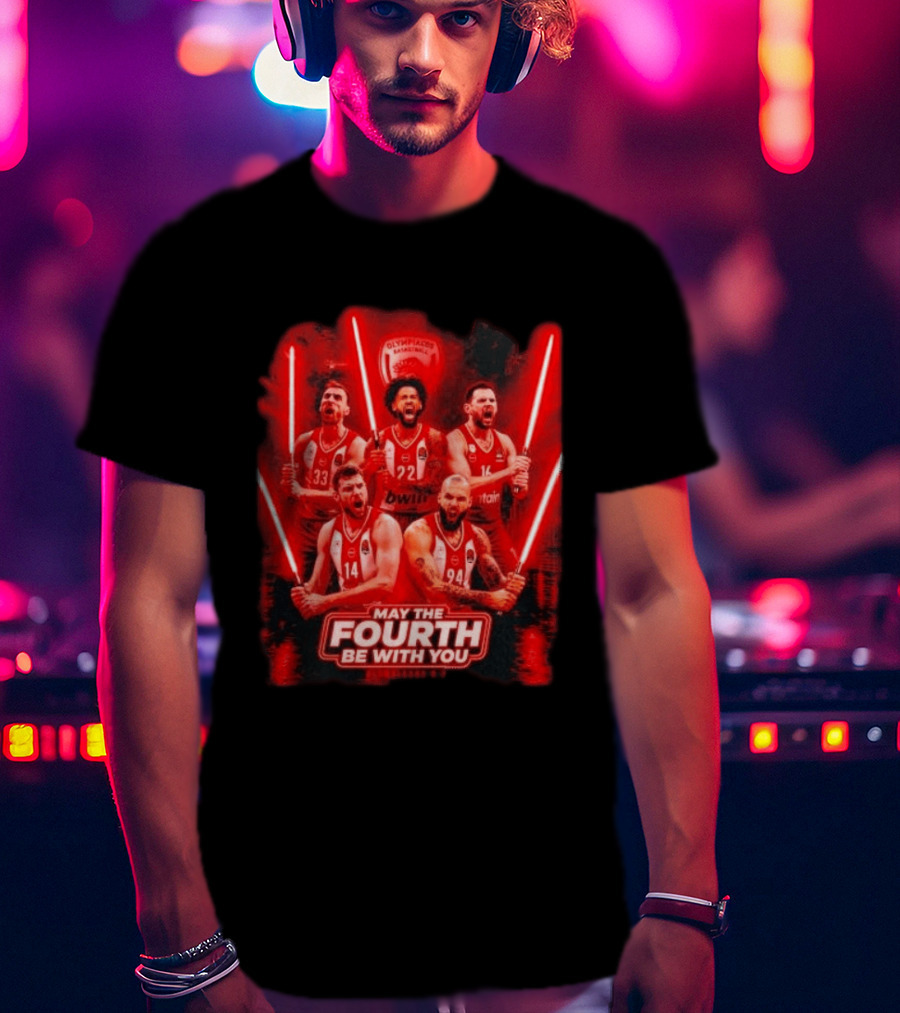 Olympiacos B.C Basketball May The Fourth Be With You Star Wars Players Lightsabers T-Shirt