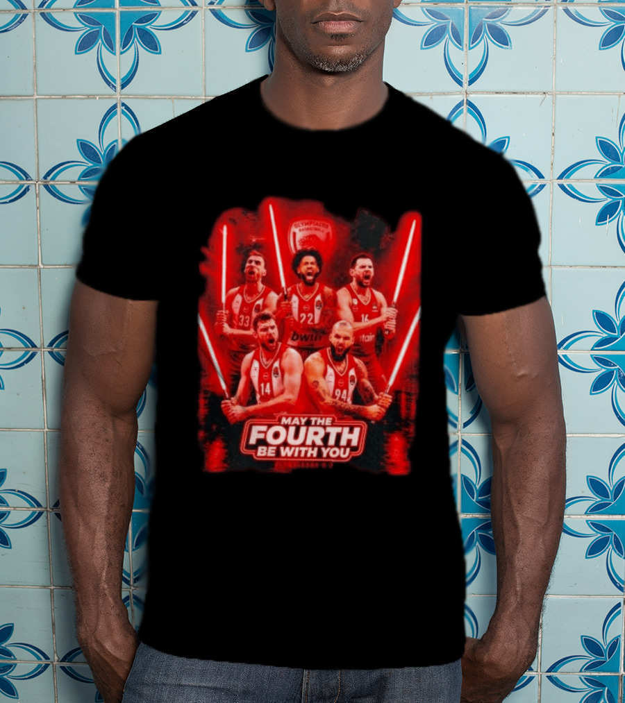 Olympiacos B.C Basketball May The Fourth Be With You Star Wars Players Lightsabers T-Shirt