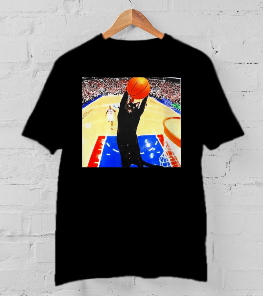 Philadelphia 76ers Black Cat Slam Dunk Basketball Meme T-Shirt