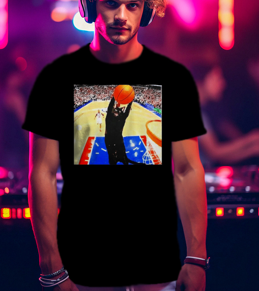 Philadelphia 76ers Black Cat Slam Dunk Basketball Meme T-Shirt