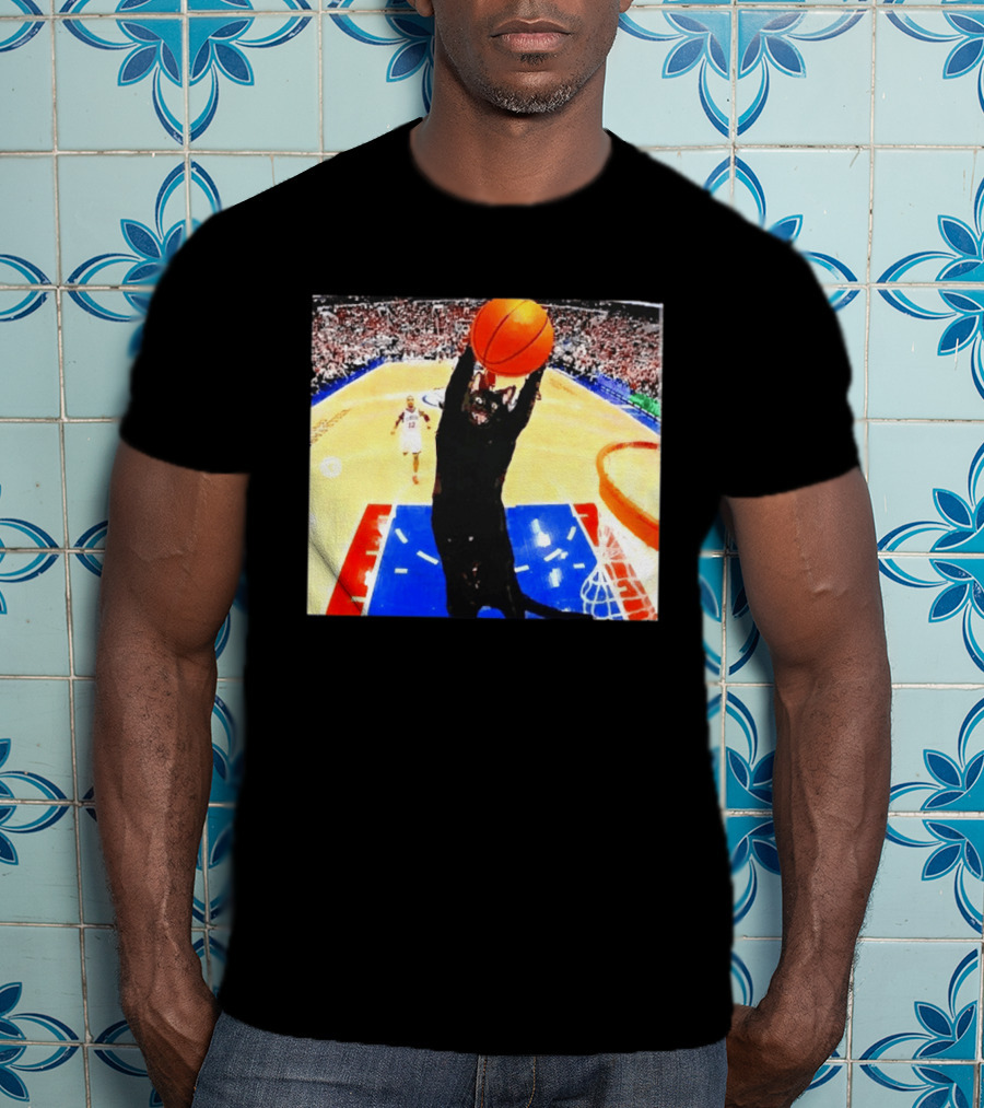 Philadelphia 76ers Black Cat Slam Dunk Basketball Meme T-Shirt