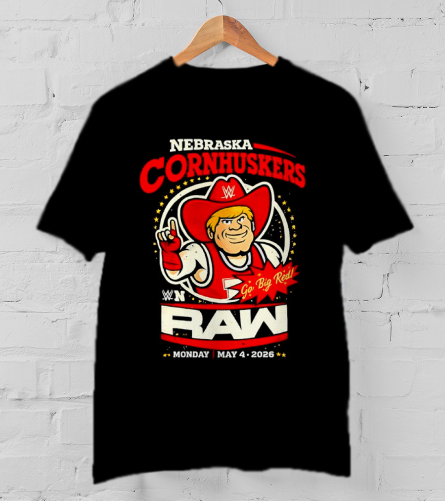 Nebraska Cornhuskers Herbie Husker WWE RAW Go Big Red May 4 2018 T-Shirt