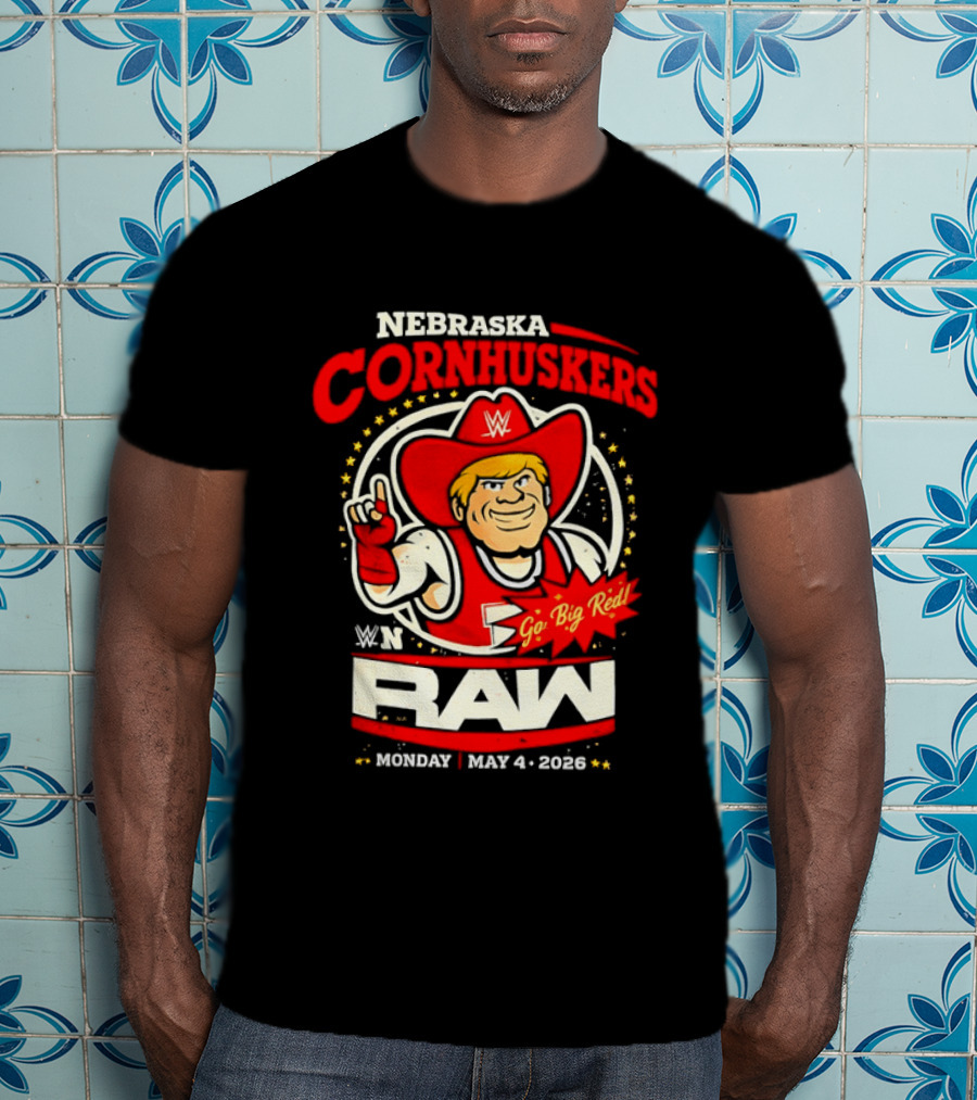 Nebraska Cornhuskers Herbie Husker WWE RAW Go Big Red May 4 2018 T-Shirt