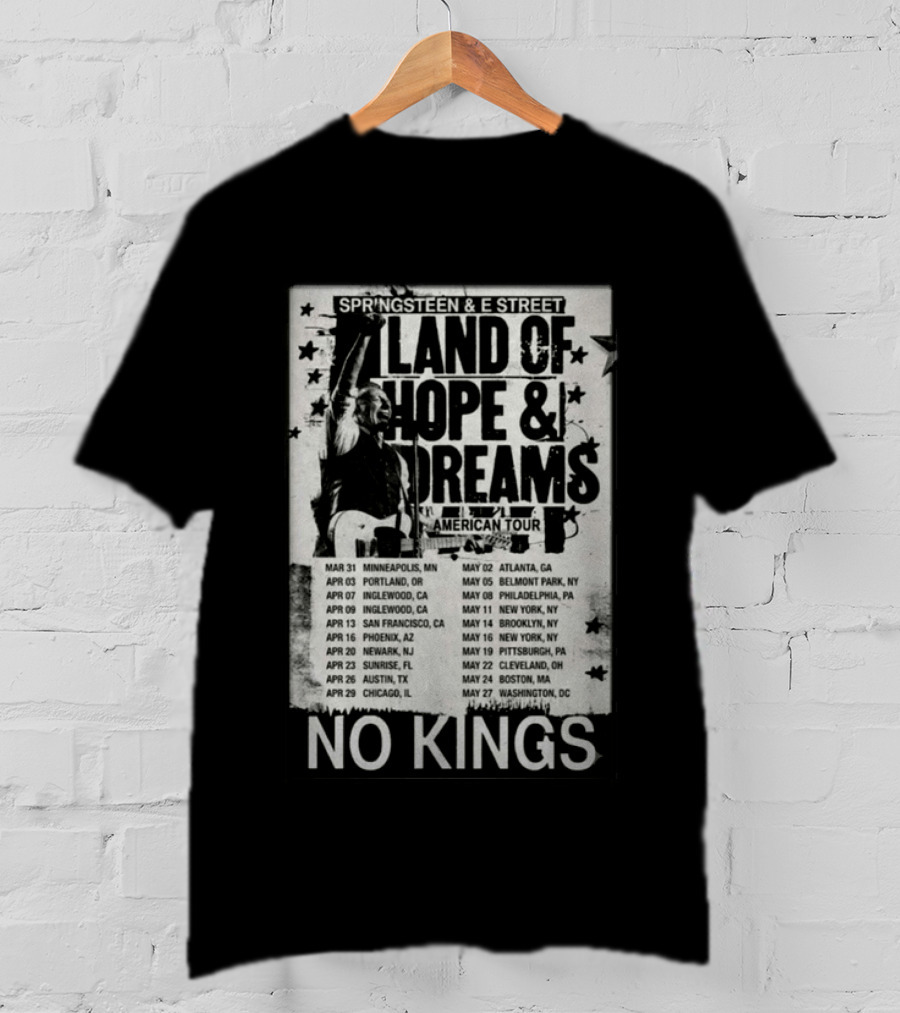Springsteen E Street Band Land Of Hope & Dreams American Tour No Kings T-Shirt