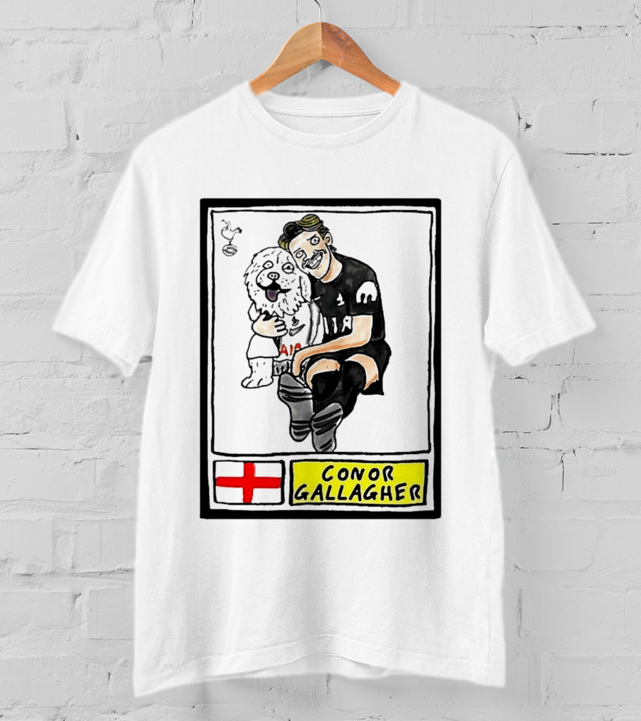 Conor Gallagher Hugging Dog With England Cross And Spurs T-Shirt
