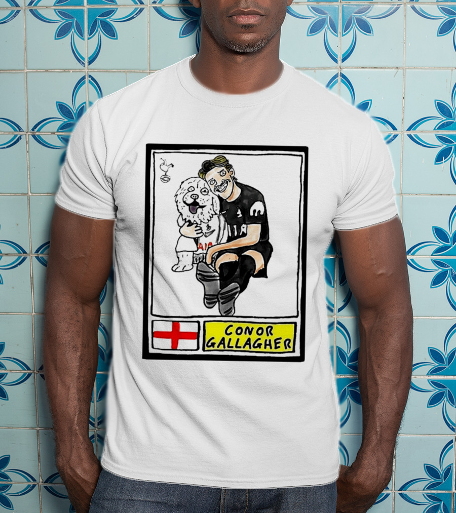 Conor Gallagher Hugging Dog With England Cross And Spurs T-Shirt