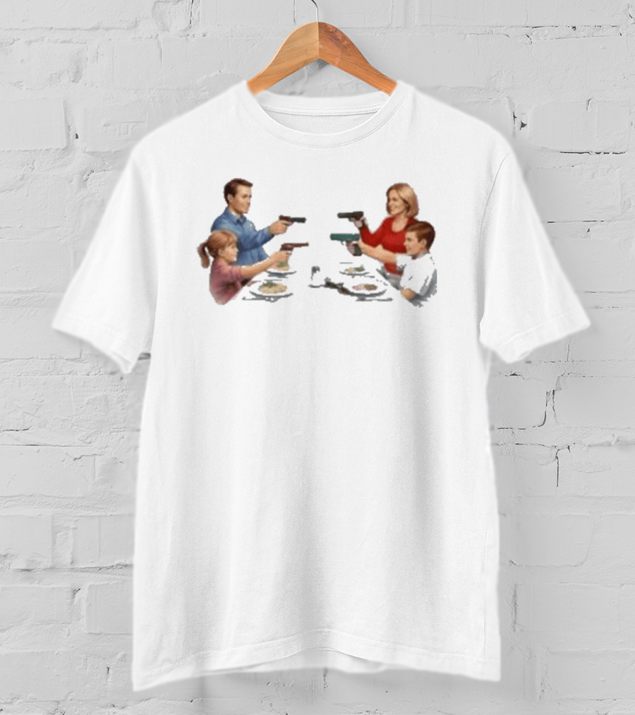 Bloody Sunday Last Supper Family At Dinner Table With Guns T-Shirt