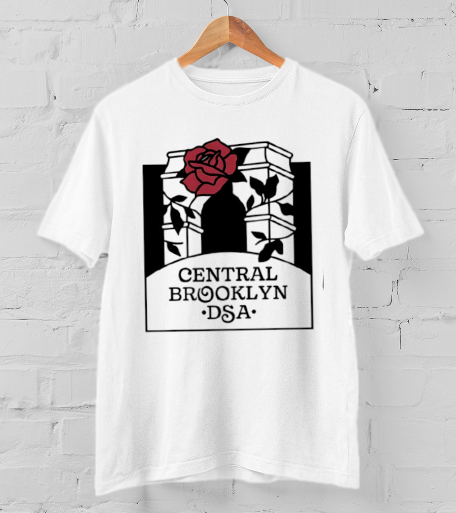 Central Brooklyn DSA Red Rose And Arch T-Shirt