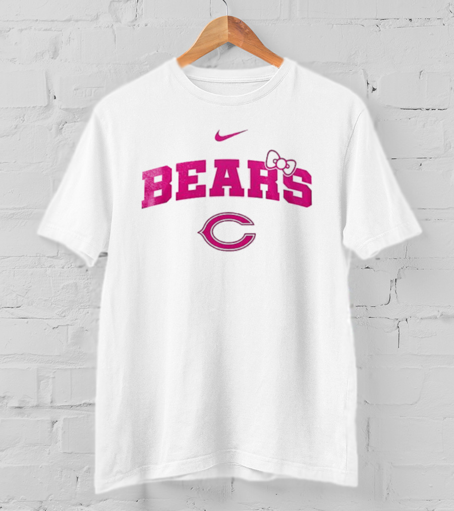 Nike Hello Kitty Bears Pink Bow Chicago Bears Collaboration T-Shirt