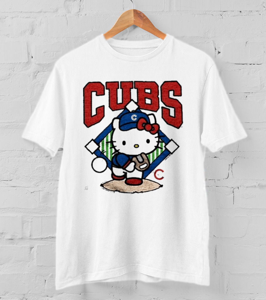 Hello Kitty Cubs Baseball Collaboration With Chicago Cubs Pitcher T-Shirt