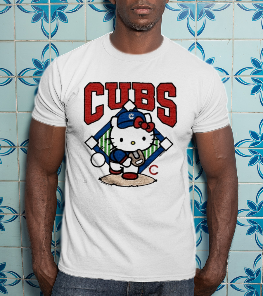 Hello Kitty Cubs Baseball Collaboration With Chicago Cubs Pitcher T-Shirt