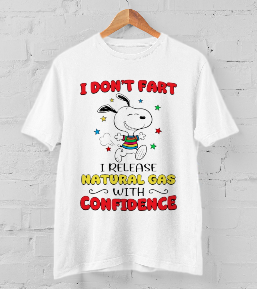 Playful Dog Cartoon I Don't Fart I Release Natural Gas With Confidence T-Shirt