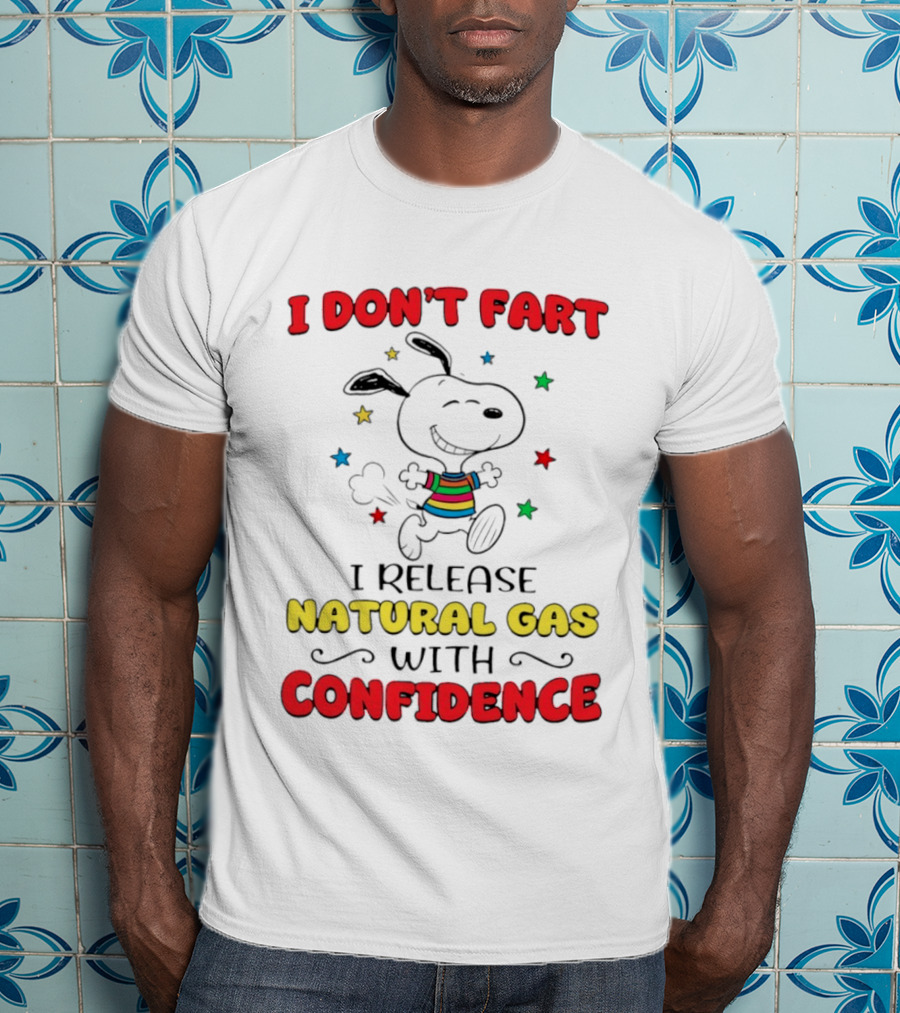 Playful Dog Cartoon I Don't Fart I Release Natural Gas With Confidence T-Shirt