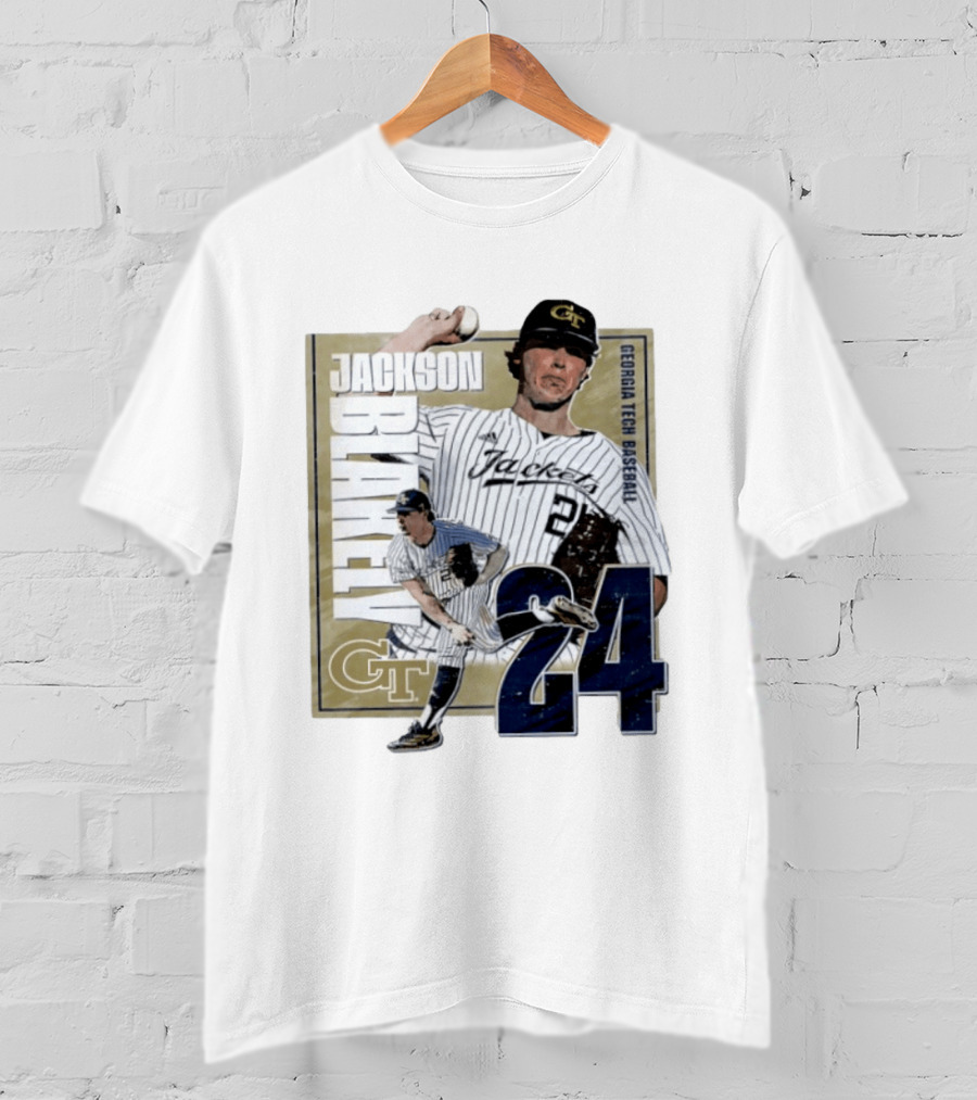Jackson Blakely Georgia Tech Baseball GT 24 Player Student Athlete T-Shirt