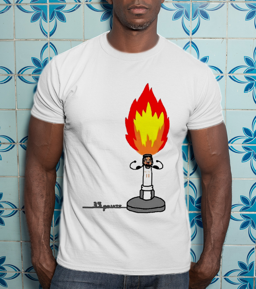 New York Knicks Jalen Brunson 35 Points It's Lit Flame T-Shirt